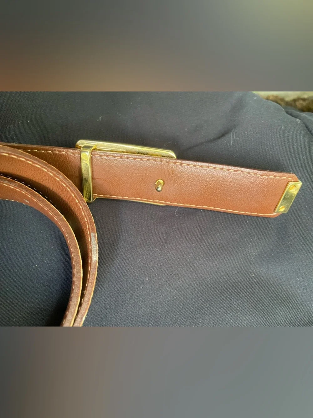 Burberry Vintage Beige Tan Check Canvas Belt with Gold Buckle. Unisex - Picture 3 of 9